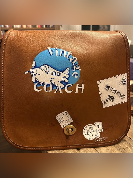 Coach Handbags - Vintage coach stewardess bag. British tan. Hand painted.